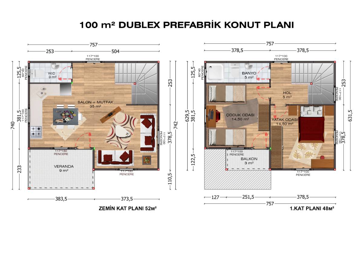100m2 Prefabrik Ev - Görsel 2