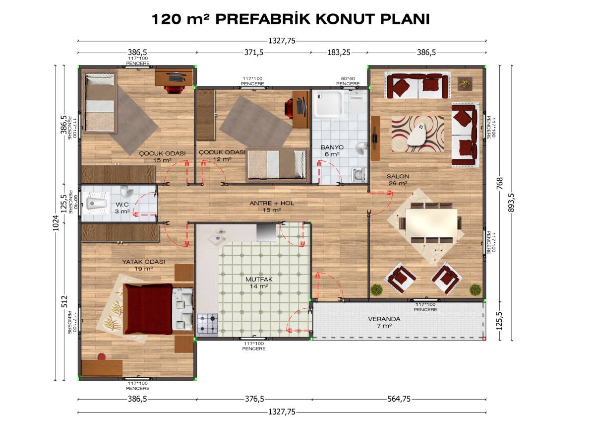 120m2 Prefabrik Ev - Görsel 2