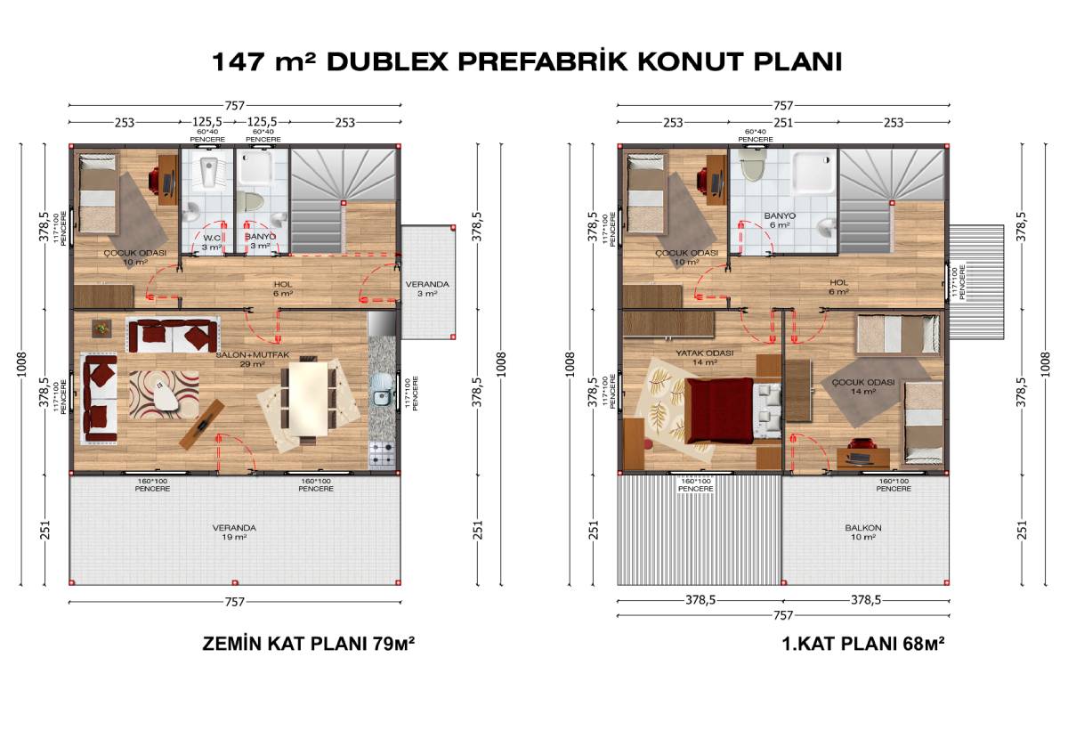 147m2 Prefabrik Ev - Görsel 2