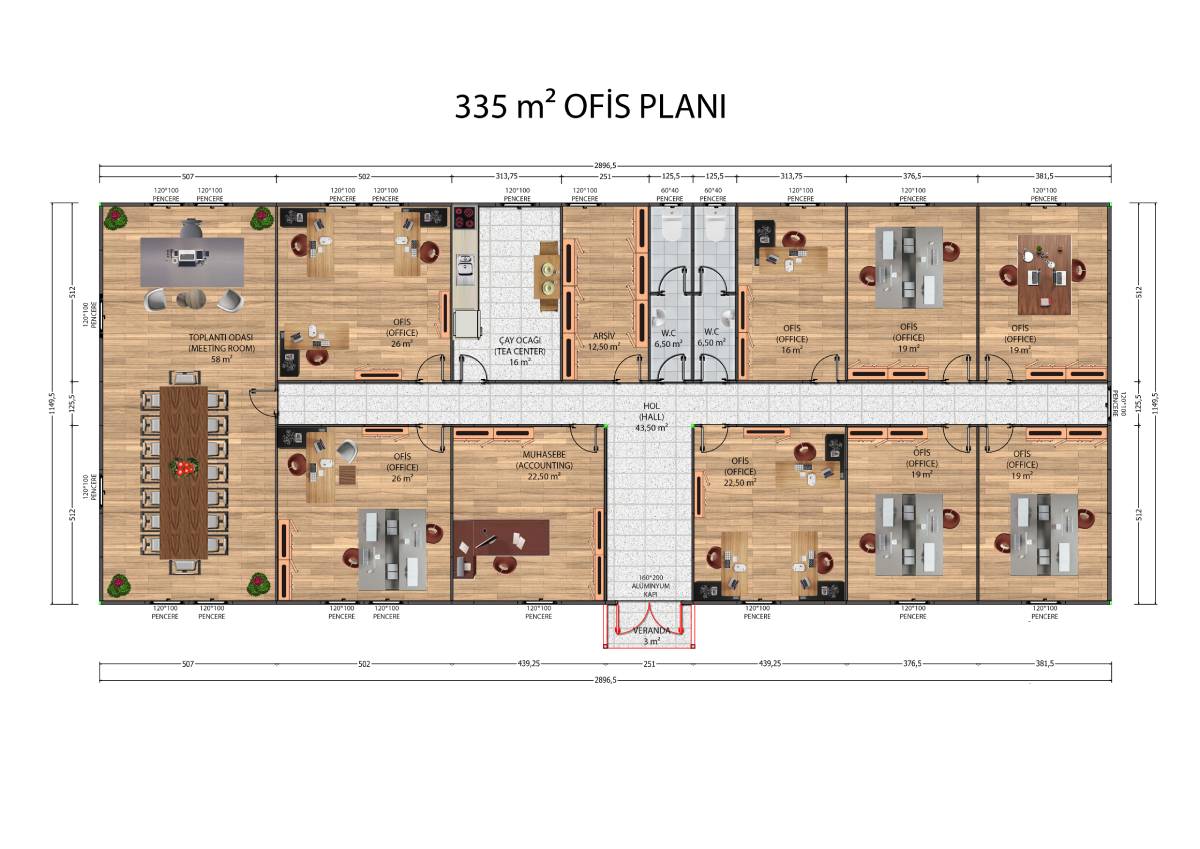 335m2 Prefabrik Ofis