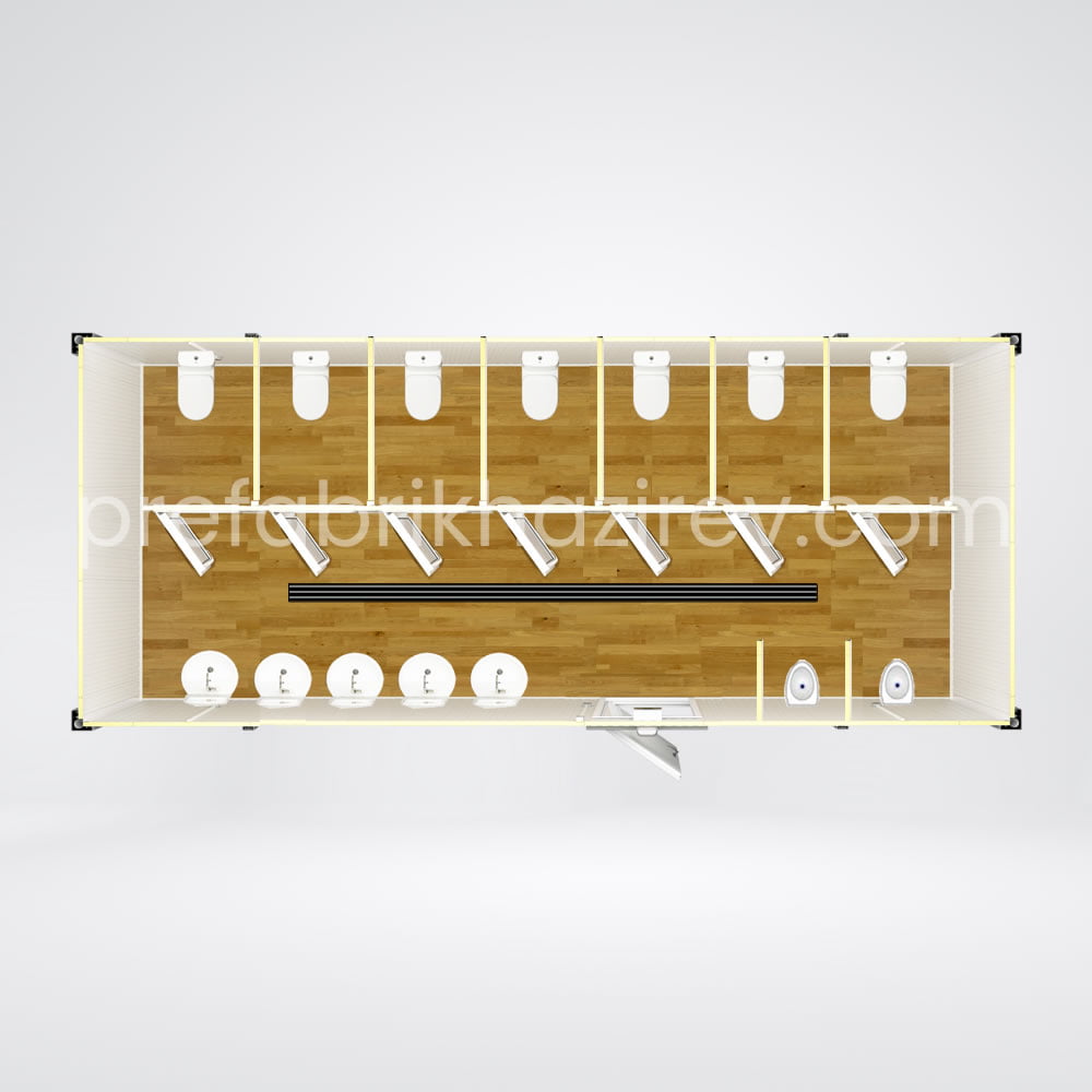 KWD7 WC-Duş Konteyner 300x700 kat planı
