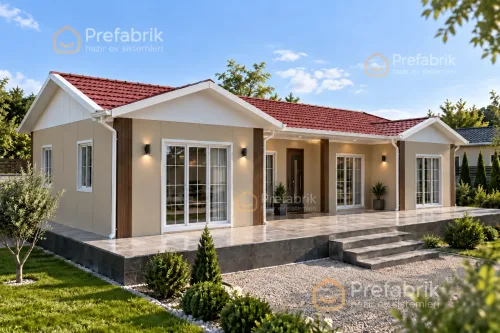 129 m² Çelik Ev 4+1 tek katlı prefabrik ev