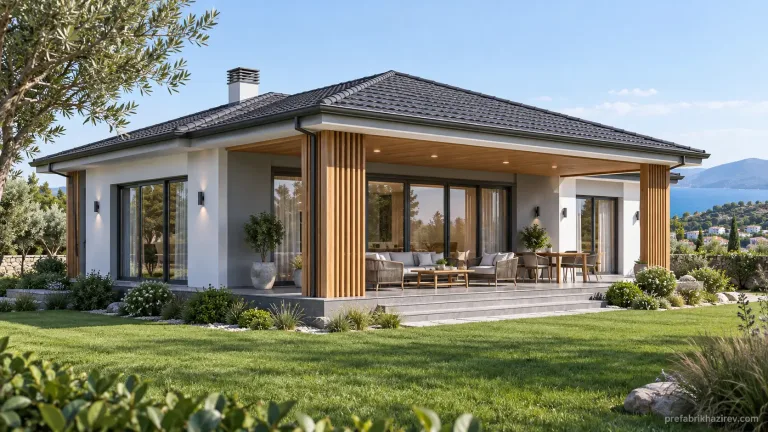 Antrasit çatılı modern çelik ev