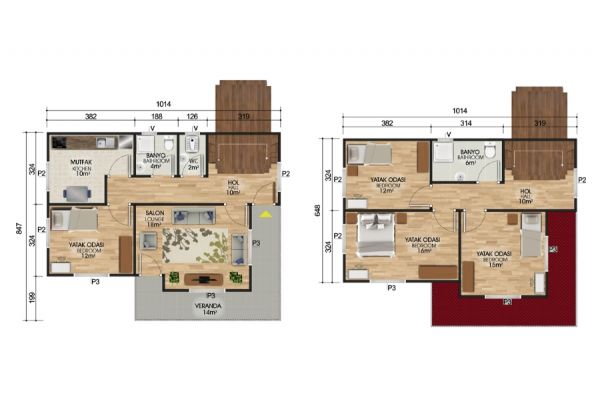 142m2 Prefabrik ev fiyatları 4+1