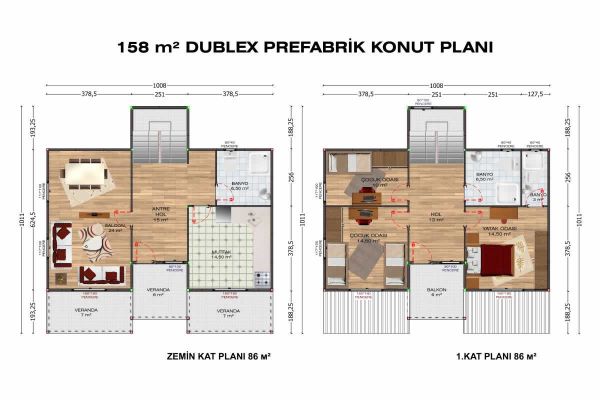 158m2 Çelik ev Fiyatları Planı