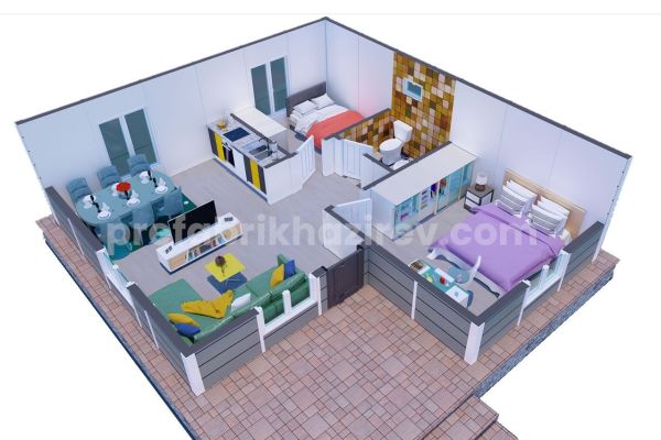 64m2 Prefabrik Ev 3 64m2 Prefabrik ev plan